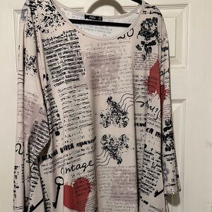 Lily Women's Long Sleeve Graphic Tee - Cream, Black, and Red